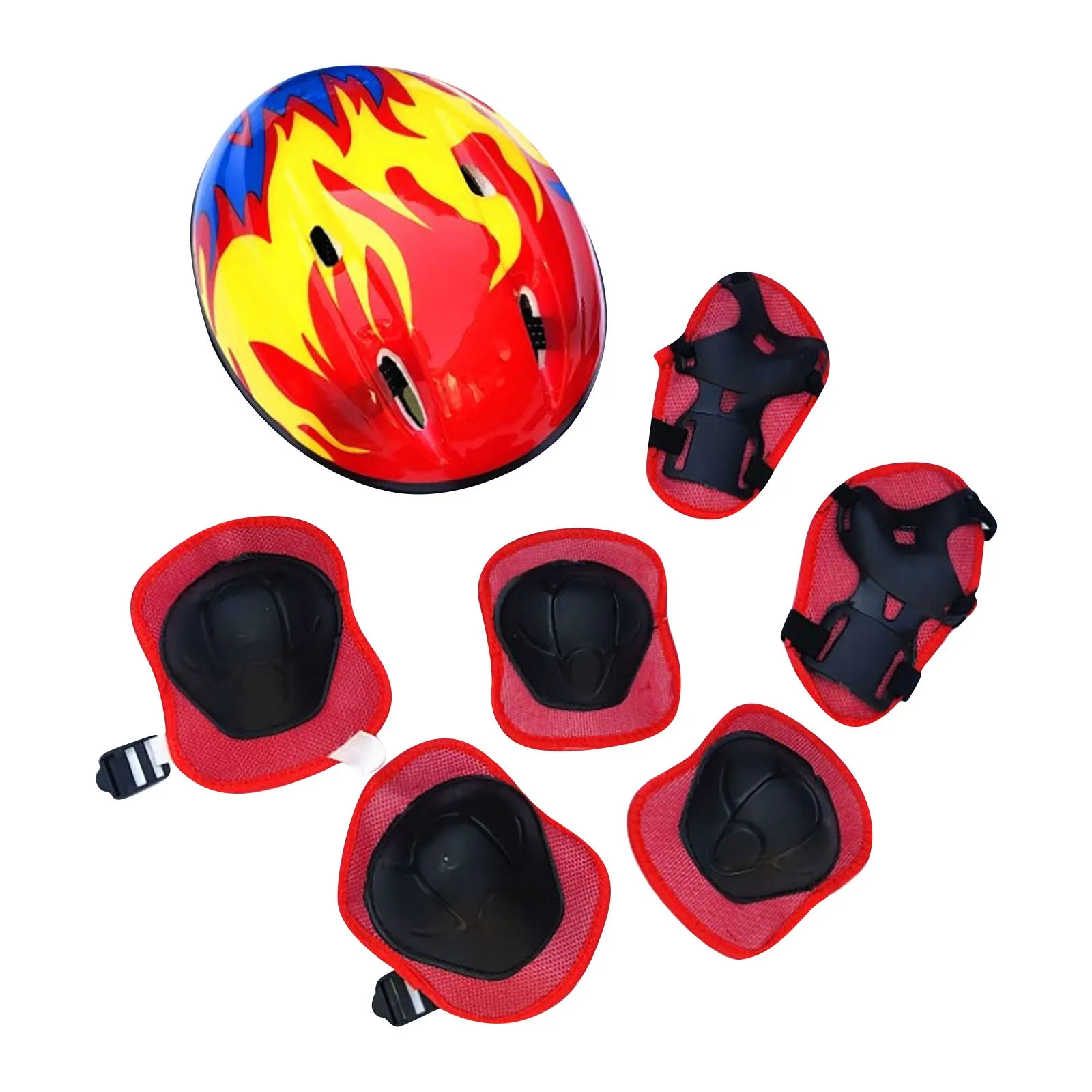 7Pcs/Set Children Helmet Breathable Shockproof Knee Elbow Wrist Pads Circling Helmet For Beginners Children’s Cycling Protecter