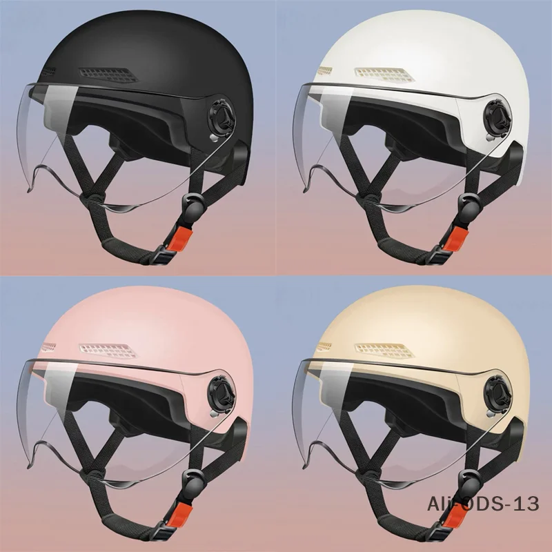 Bicycle Safety Helmet Men’s And Women’s Adult Children Cartoon Electric Bicycle Motorcycle Half Helmet With Goggles